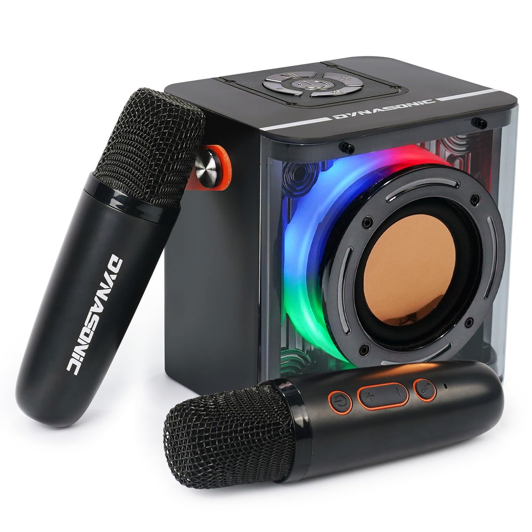 DYNASONIC B52 Karaoke mit Zwei Mikrofonen, Bluetooth-Karaoke-Lautsprecher für Kinder, elektronisches