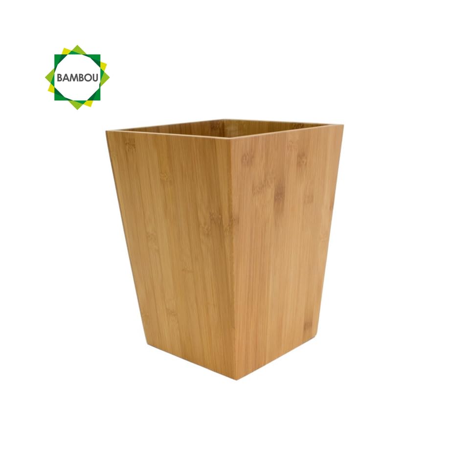 MSV Abfalleimer Papierkorb Bambus - 10 Liter - 26,5 x 20 x 20 cm Bambou, Bambou