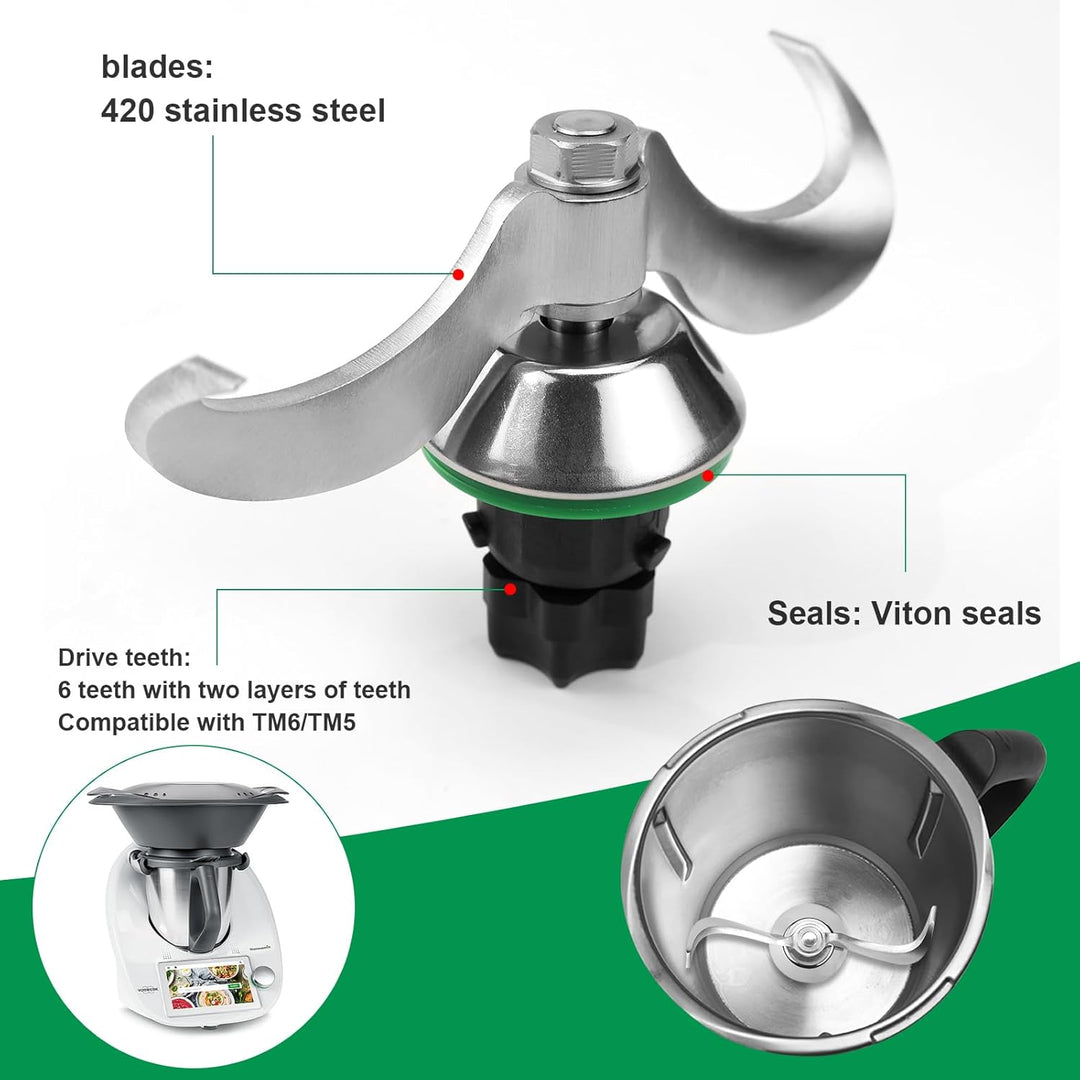 Teigmischmesser für Thermomix TM7 TM6 TM5, Thermomix Zubehör, Teigknetmesser aus Edelstahl, Schnelle