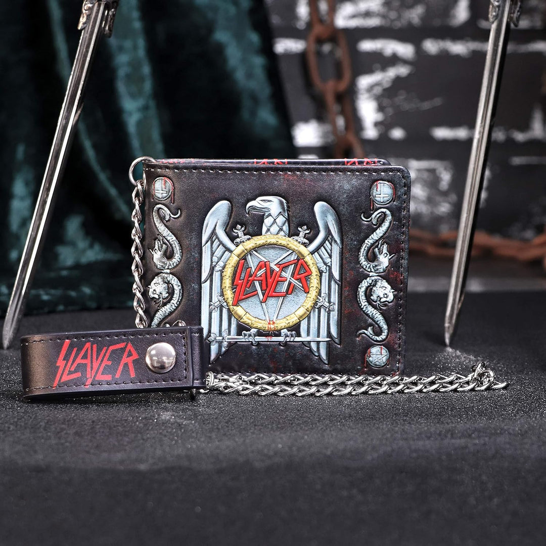 Nemesis Now Offiziell Lizenziertes Slayer Adler-Logo geprägtes Portemonnaie, Metall, Schwarz, 11 cm