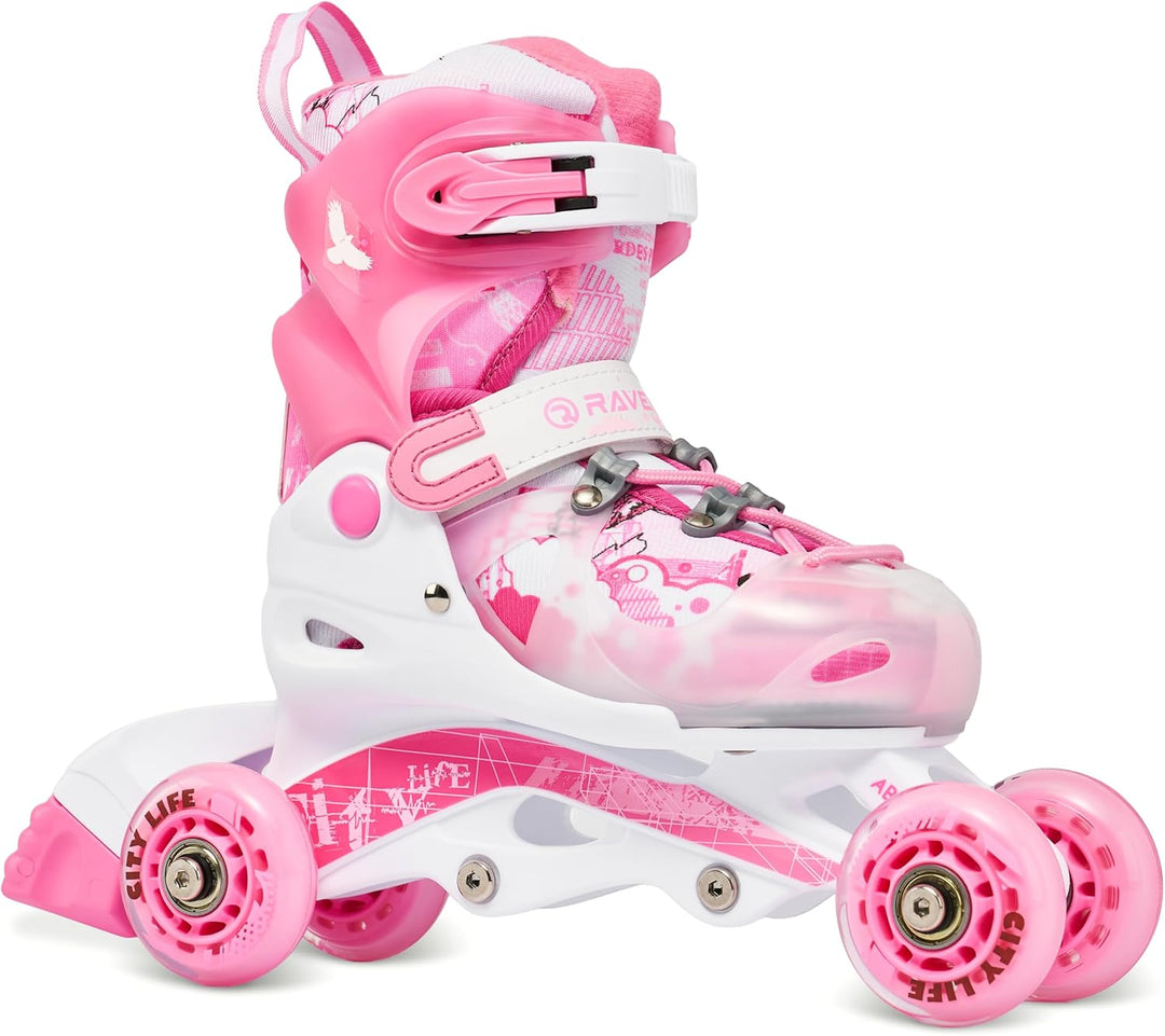 Raven 3in1 Verstellbare Kinder Inline Skates Princess - Inliner Triskates - Rollschuhe Kugellager Ab