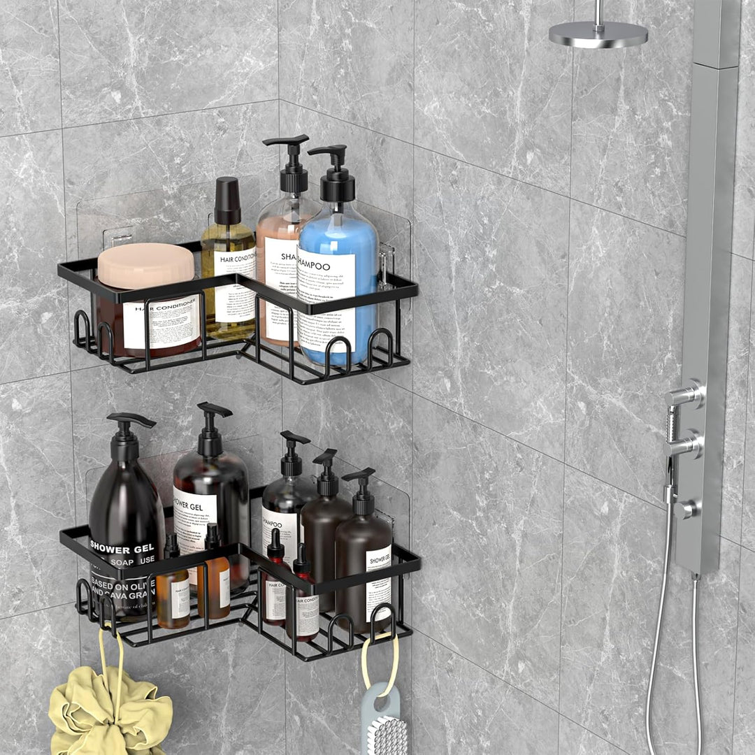 UUlioyer Duschablage ohne Bohren Ecke, Wasserdichter und Rostfreier Duschregal, 2 Stück Badezimmer R