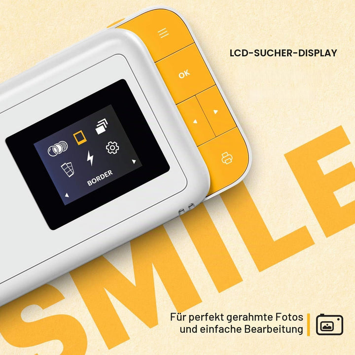 KODAK Smile Digital Sofortbildkamera mit 2x3 ZINK Drucker - HD-Qualität - 10MP, LCD Display, Micro S
