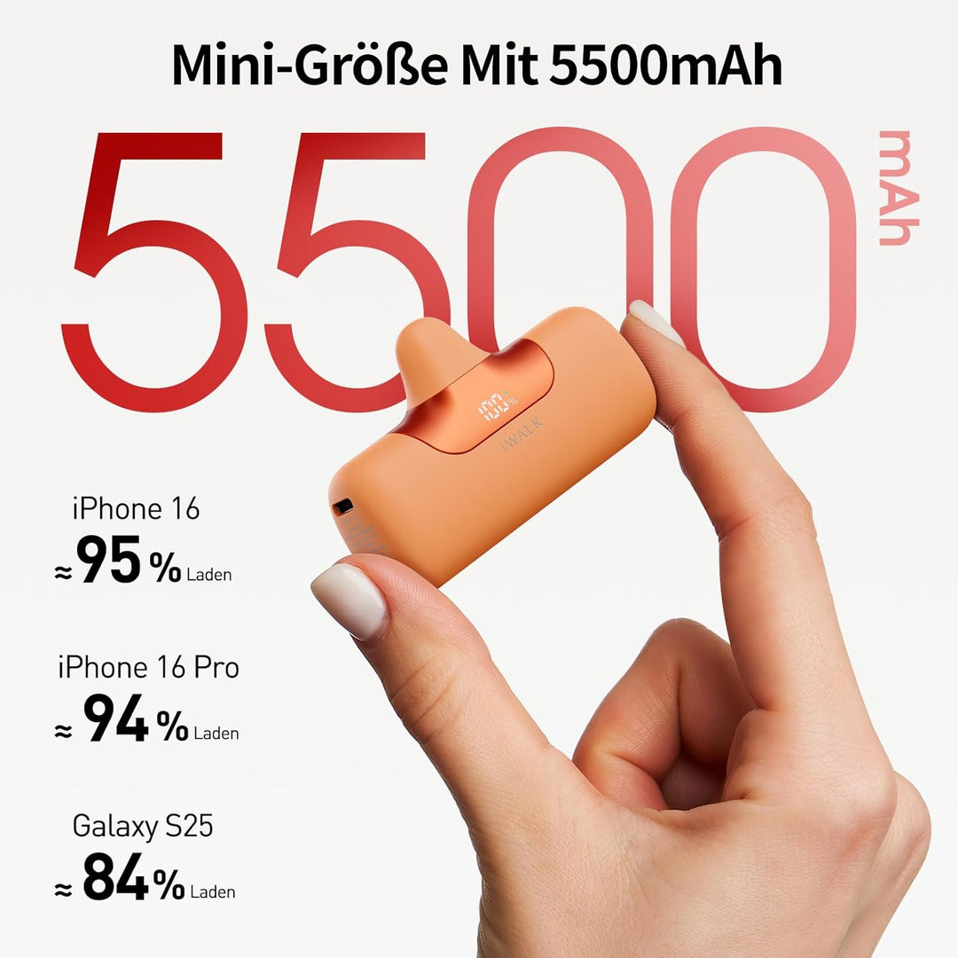 iWALK Powerbank 5500mAh Mini USB C Power Bank 22.5W Fast Charging Powerbank Klein Leicht Kompakte Ex