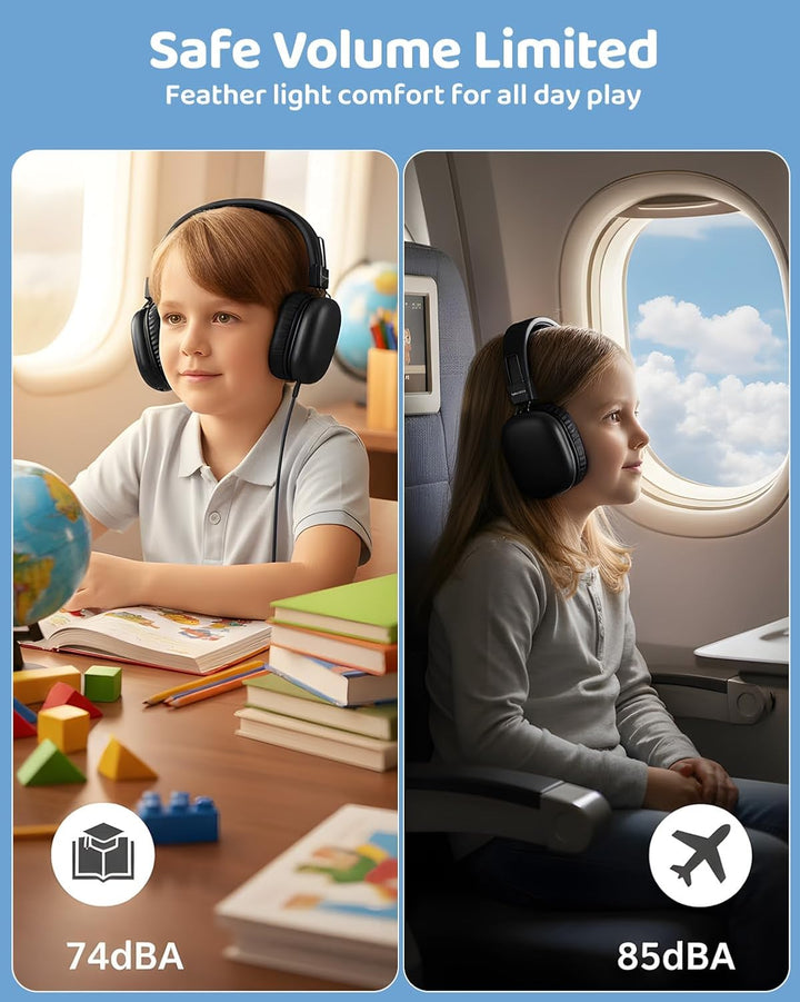 Bluetooth Kopfhörer Kinder, Over Ear Kinderkopfhörer mit klinkenstecker, Bluetooth5.4, 85/94dB Lauts