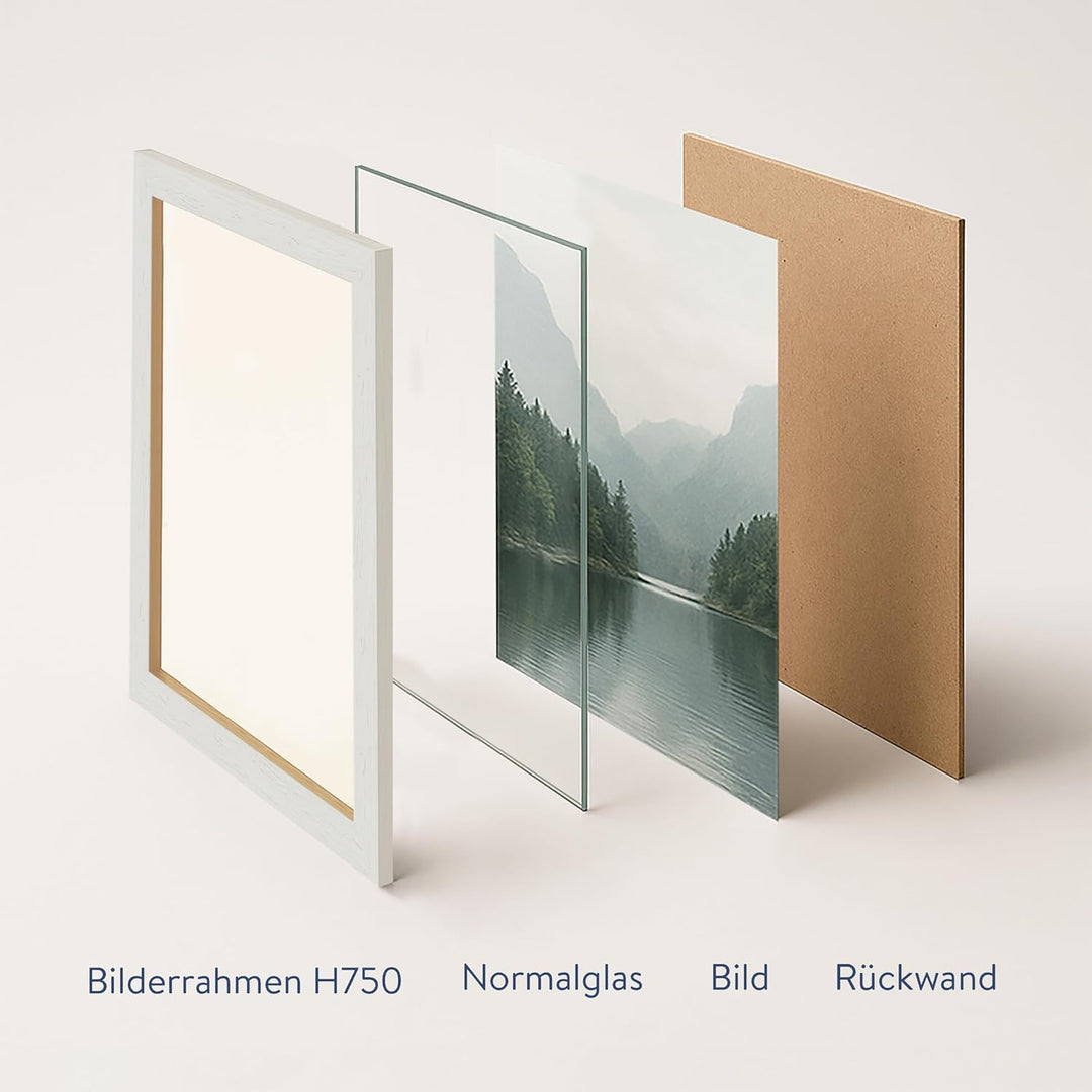 WANDStyle Bilderrahmen Strandhaus Stil 40x50cm I Farbe: Weiss I Fotorahmen I rustikaler Holzbilderra