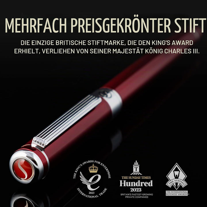 Scriveiner Deep Crimson Red Füllhalter Chromapplikationen, Schmidt-Feder (fein), bestes Geschenk für