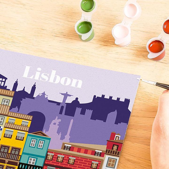 Ravensburger CreArt 25522 - Farbenfrohes Lissabon - Malen nach Zahlen Erwachsene, DIY Malset mit Pin