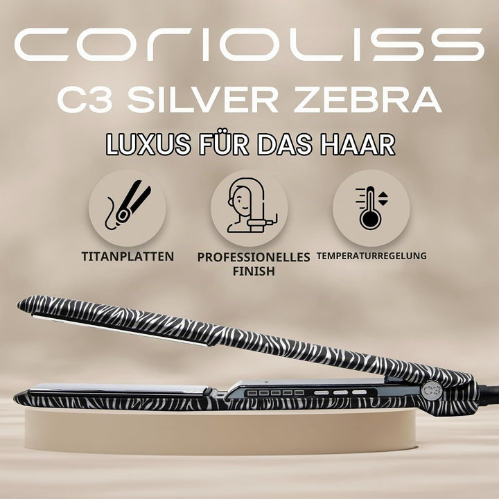 Corioliss C3 | Glätteisen | Extra Lange Titanplatten Anti Frizz | Haarglätter Locken und Glätten | P