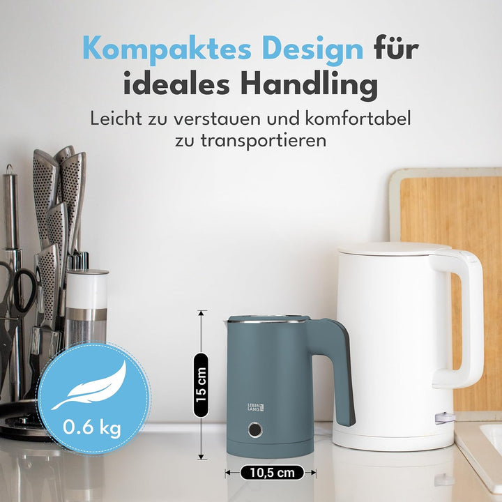 LEBENLANG Reise Wasserkocher Edelstahl Klein 0 5 Liter & BPA-Frei - Reisewasserkocher klein 600W Ene