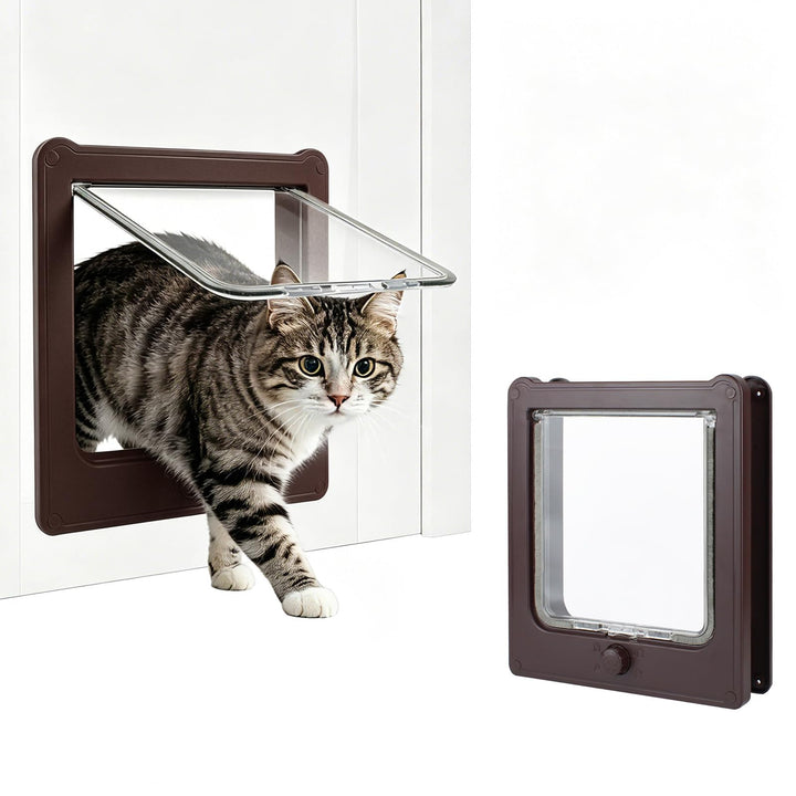 PETLESO 4-Wege-Katzenklappe Klassische Katzentür, Leise Haustiertür mit Magnet, Winddicht und Regend