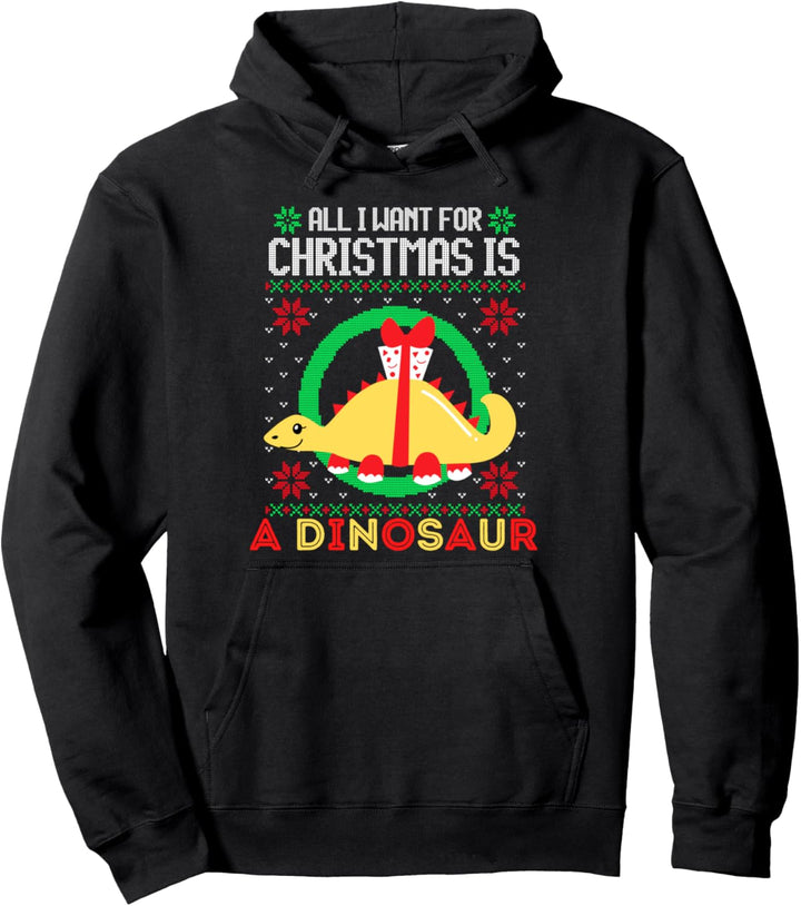 Alles, was ich zu Weihnachten will, ist ein lustiger hässlicher Weihnachtspullover mit Dinosauriern