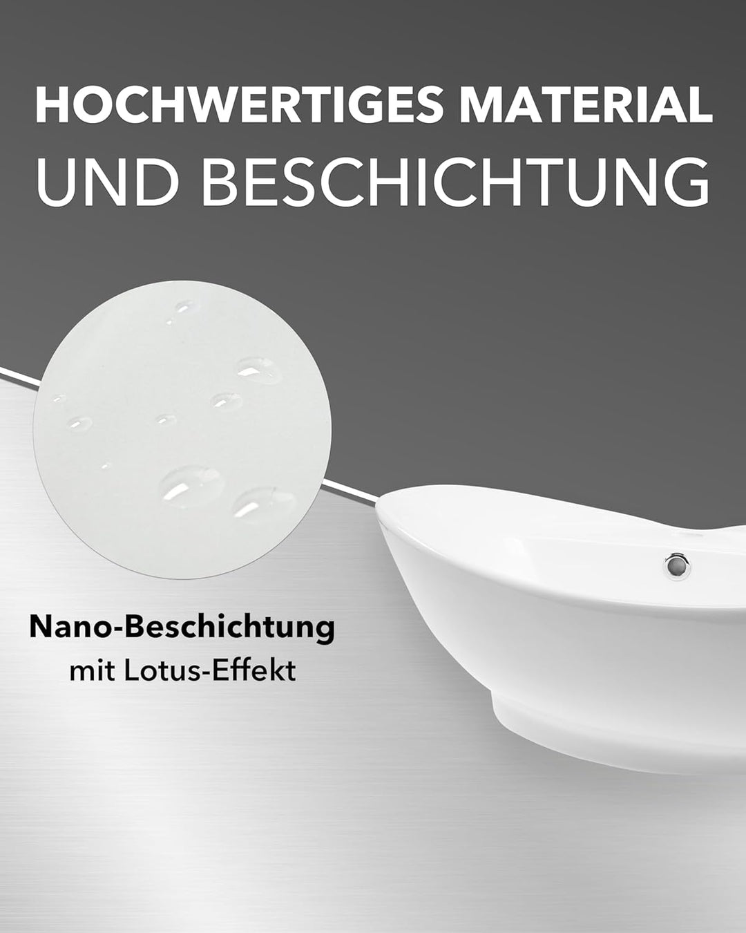 Art-of-Baan® Design-Waschbecken aus Keramik I hochwertiges Handwaschbecken mit Lotus-Effekt I kleine