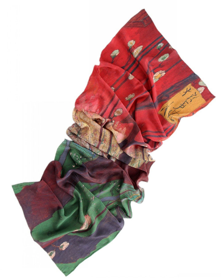 Prettystern Damen 160cm Seidenschal aus 100% Seide mit van Gogh Kunst-Motiv Silk Scarf, 160 cm X 43