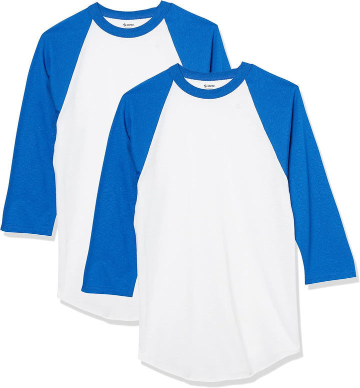 SOFFE Unisex Baseball Jersey T-Shirt Baseball Jersey T-Shirt (1er Pack) S Weiss/Königsblau (2er-pack