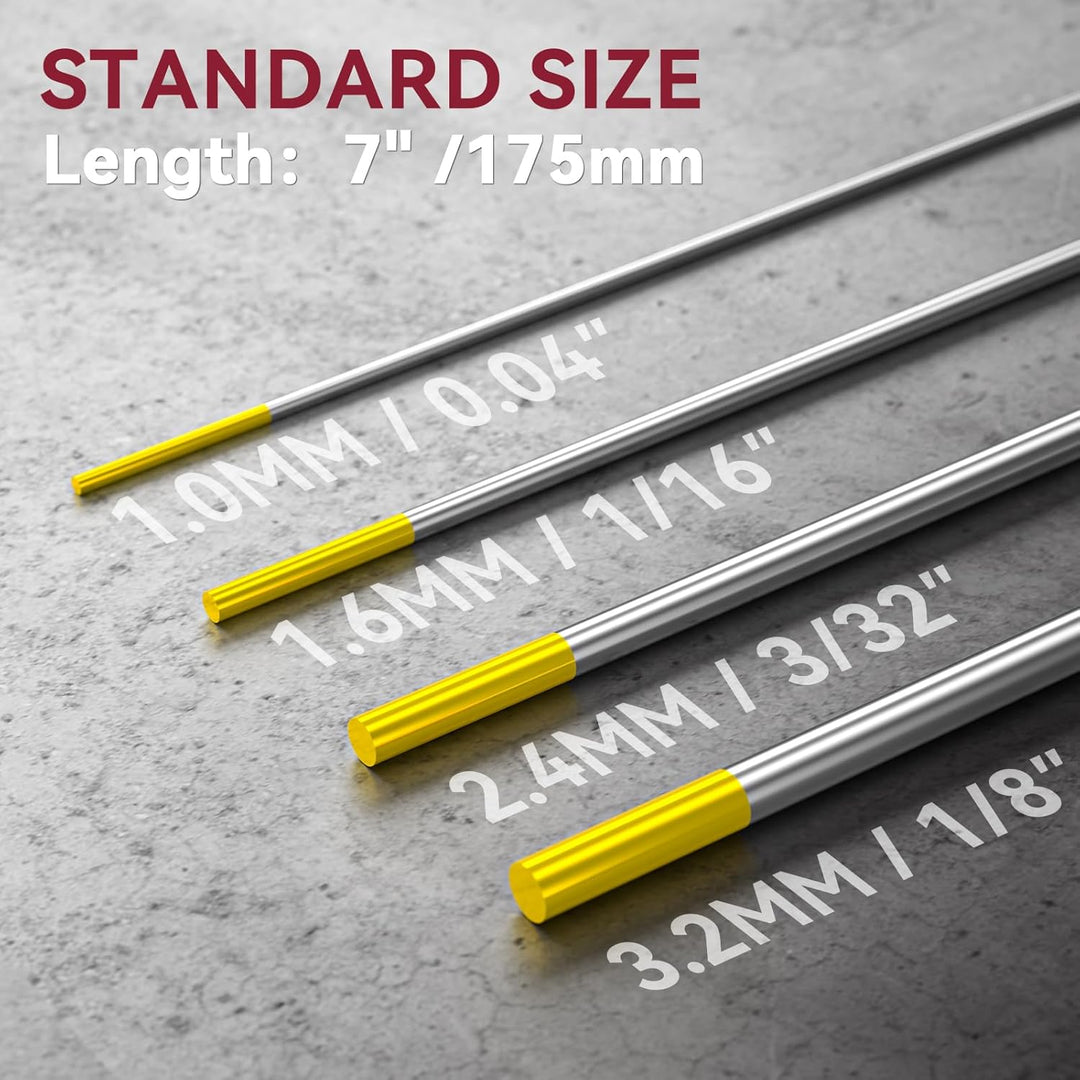 ARCCAPTAIN WIG-Wolframelektrode, 10er-Pack, 3/32 Zoll x 7 Zoll (Gold-1,5% Lanthan) 2.4mm Gold, 2.4mm