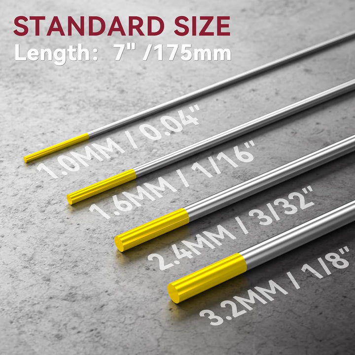 ARCCAPTAIN WIG-Wolframelektrode, 10er-Pack, 3/32 Zoll x 7 Zoll (Gold-1,5% Lanthan) 2.4mm Gold, 2.4mm