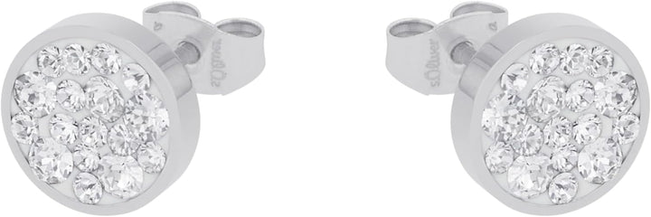 s.Oliver Ohrstecker Edelstahl Damen Ohrschmuck, mit Kristall, 1 cm, Kommt in Schmuck Geschenk Box Si