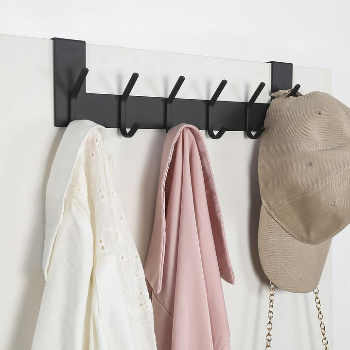 SKOLOO Türgarderobe zum Einhängen - für Türen bis 4,5 cm Dicke, Edelstahl Türhakenleiste mit 6 Haken