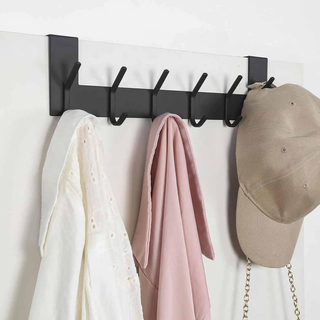 SKOLOO Türgarderobe zum Einhängen - für Türen bis 4,5 cm Dicke, Edelstahl Türhakenleiste mit 6 Haken