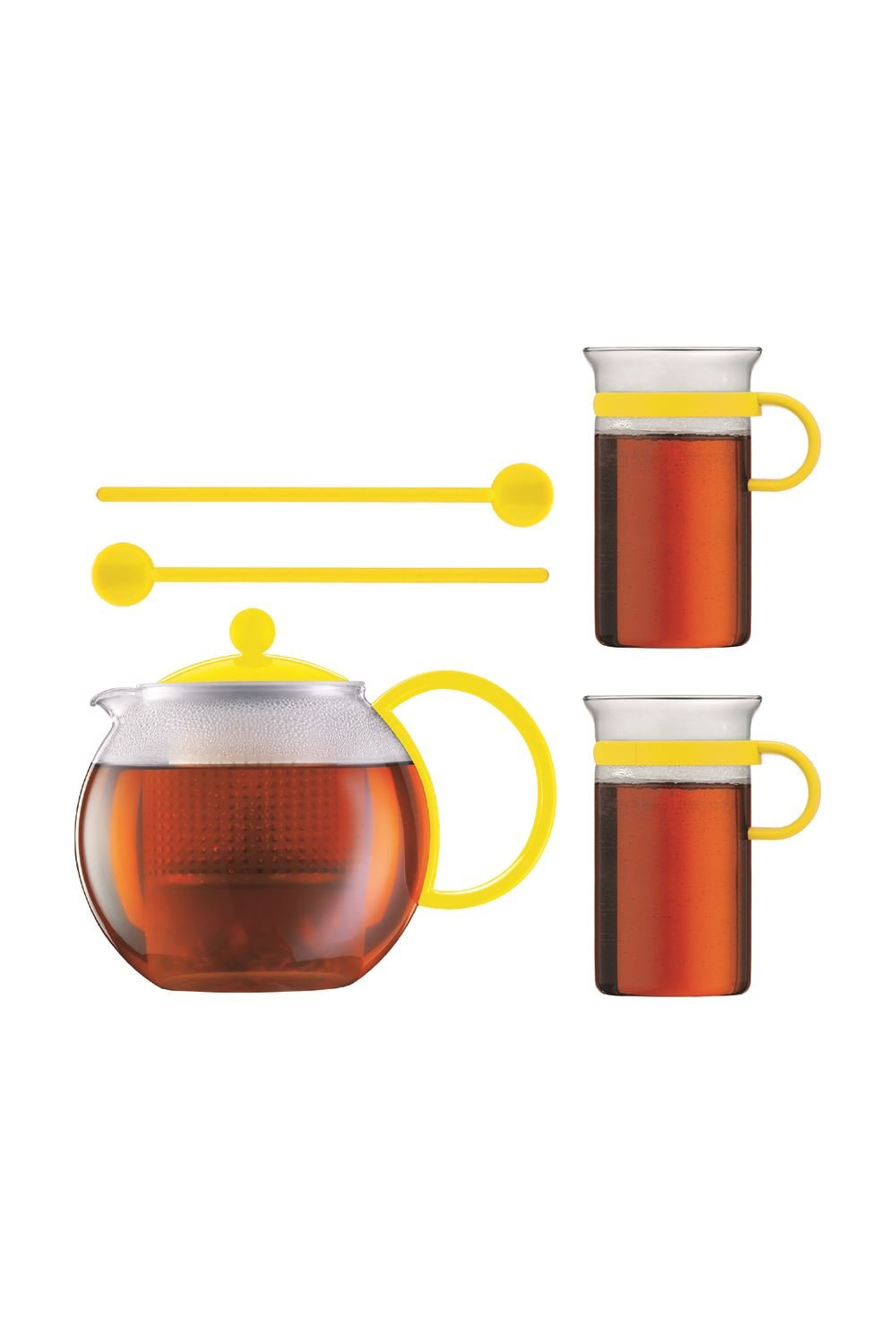 Bodum ASSAM SET Teebereiter Gelb mit 2 Gläser und Löffel AK1844-XY-70-4