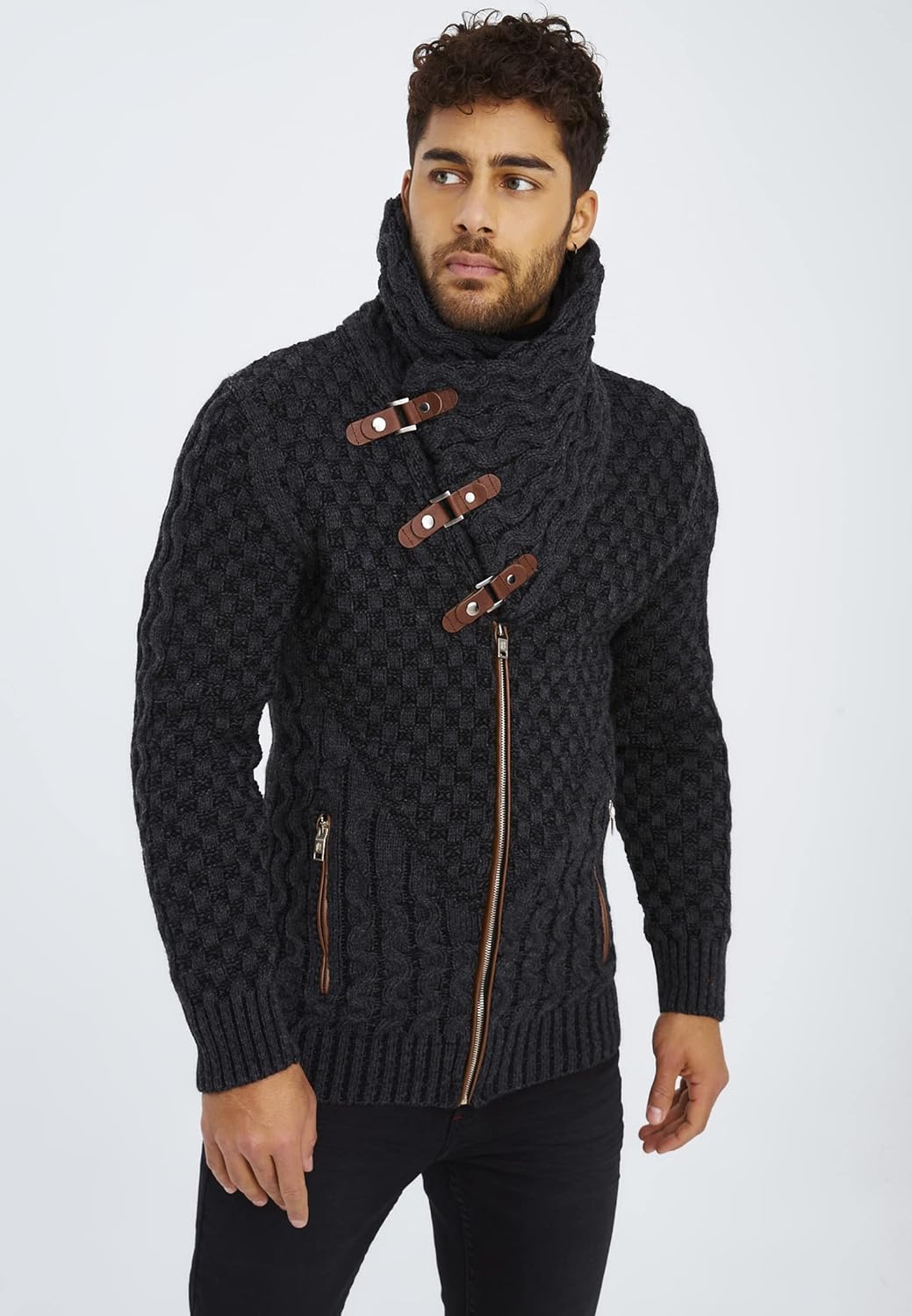 Leif Nelson Herren Strickjacke mit Reissverschluss in Regular Fit, Männer Cardigan in Langarm Design