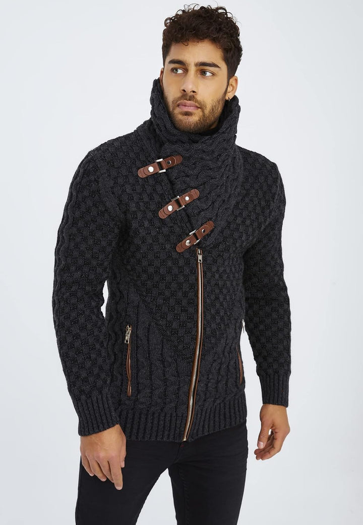 Leif Nelson Herren Strickjacke mit Reissverschluss in Regular Fit, Männer Cardigan in Langarm Design