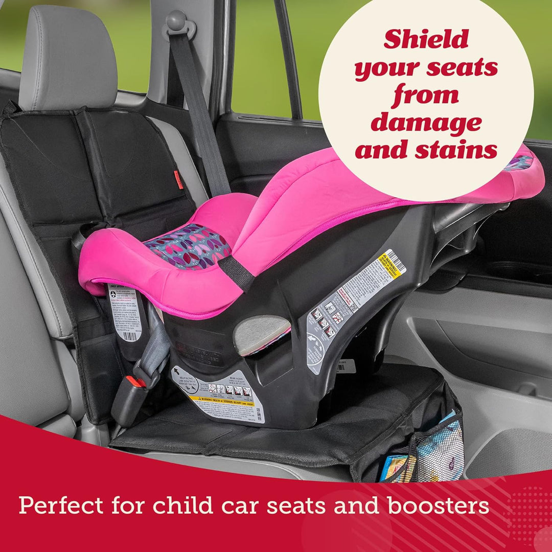 Lusso Gear Car Seat Protector Twin Pack, Thick Padding, 2 Mesh Storage Pockets, Waterproof, Protects