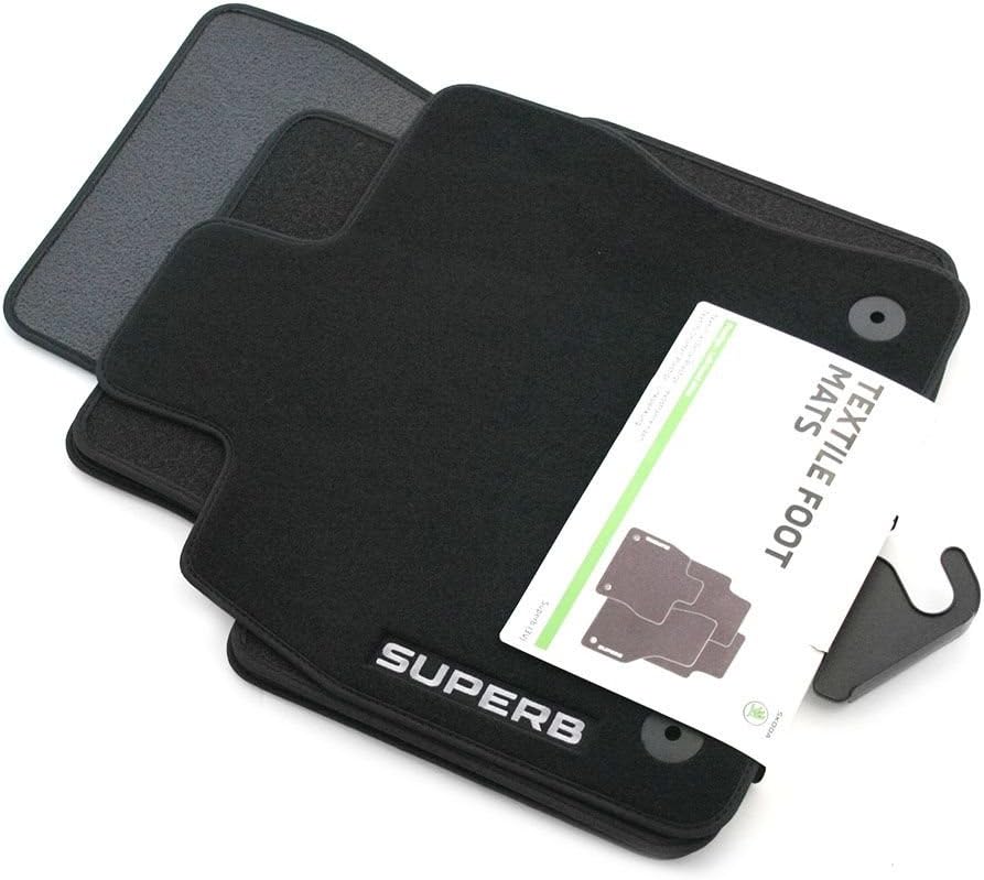 Skoda 3V1061404 Prestige Textil Fussmatten Satz Premium Velours 4X Stoffmatten schwarz mit Superb Sc