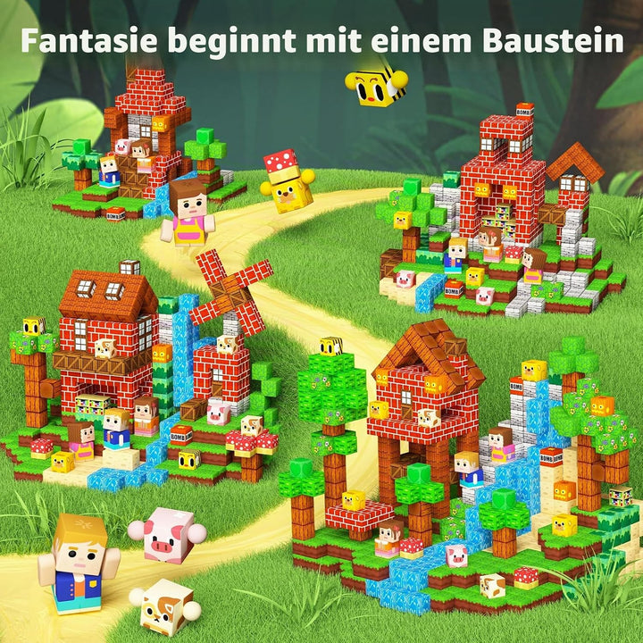 KIDCHEER Magnetische Bausteine 200 Stück, Wald Magnetbausteine für Kinder, Montessori Magnetblöcke S
