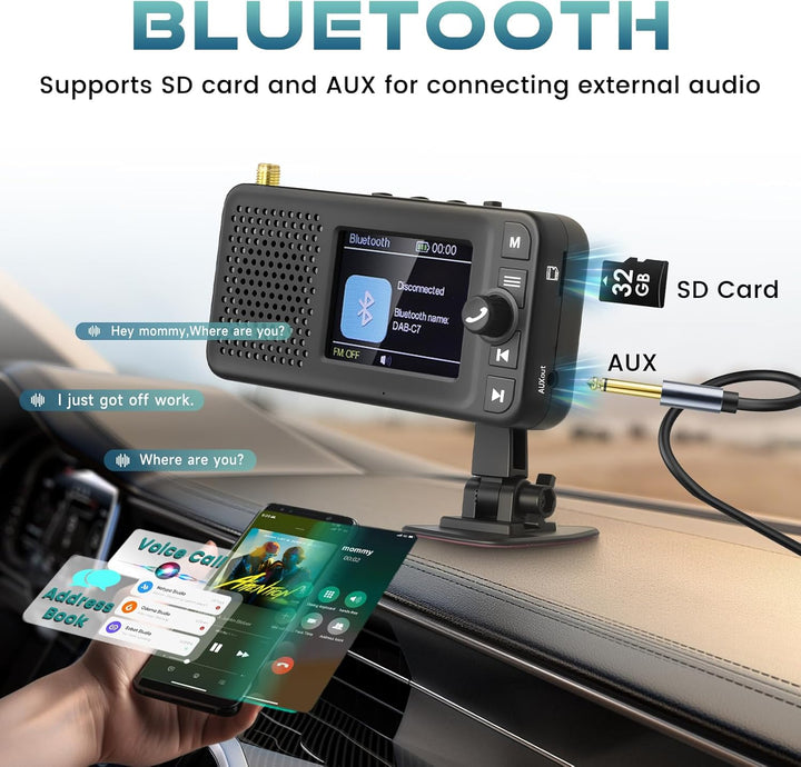 Hodozzy DAB/DAB+ Radio mit Bluetooth Tragbarer Lautsprecher, 2,4-Zoll-Farbdisplay Wiederaufladbares