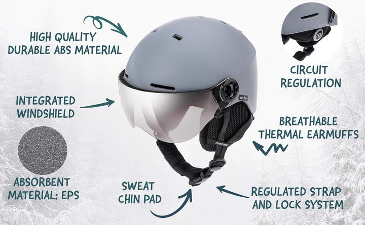 meteor Skihelm Kinder Snowboard Helm Herren Ski Helmet fur Mädchen Jungen Skihelm Damen S (53-55cm)
