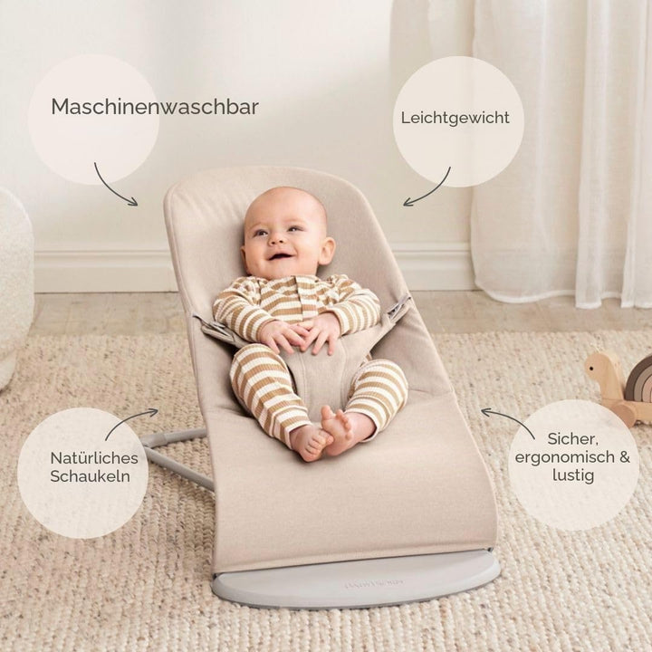 BabyBjörn Babywippe Bliss, Gewebt Melange, Hellbeige