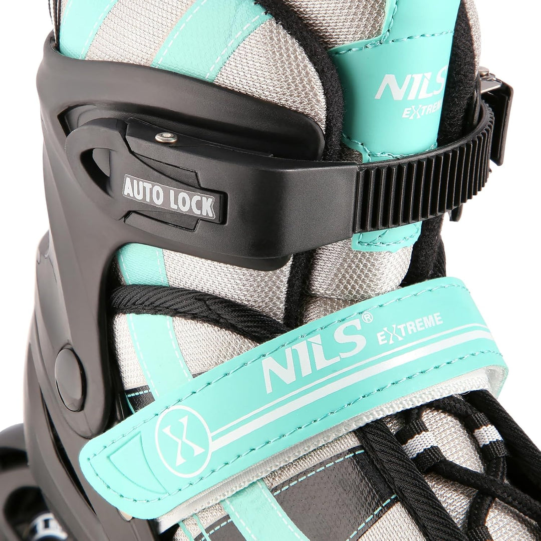 Nils Extreme 2-In-1 Inliner Eishockey Chaska, Farbe:Blau-Grün, Grösse:L(39-42)