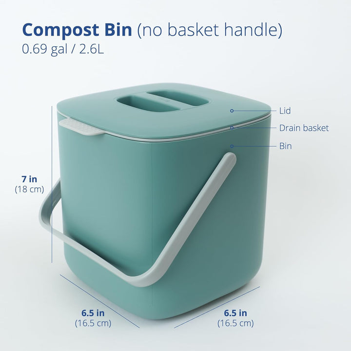 BLUE GINKGO Biomülleimer Küche – Kompostbehälter Küche mit Deckel | Spülmaschinenfest | Hergestellt