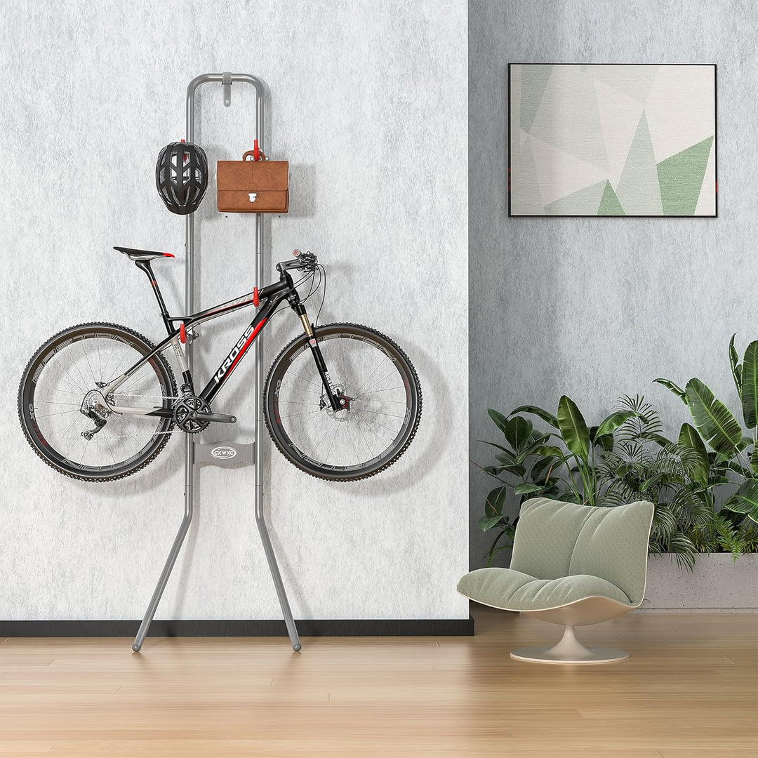CXWXC Vertikaler Fahrradständer für 2 Fahrräder, Platzsparende Wandhalterung bis 54kg, Verstellbarer