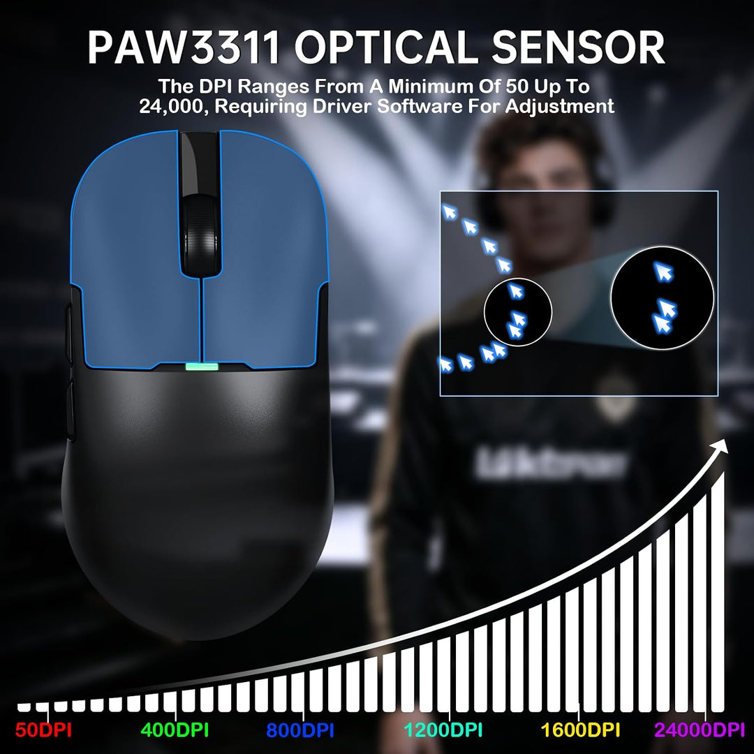 A.JAZZ AJ159P MC PRO Superlight Kabellose Gaming-Maus, RGB Ladedock-Schwarz, Schwarz