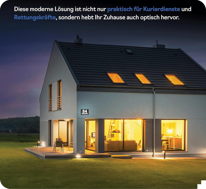 30x30cm Personalisieren Sie Ihre Modern Hausnummer Beleuchtet LED, 230V mit Dämmerungssensor, Hausnu