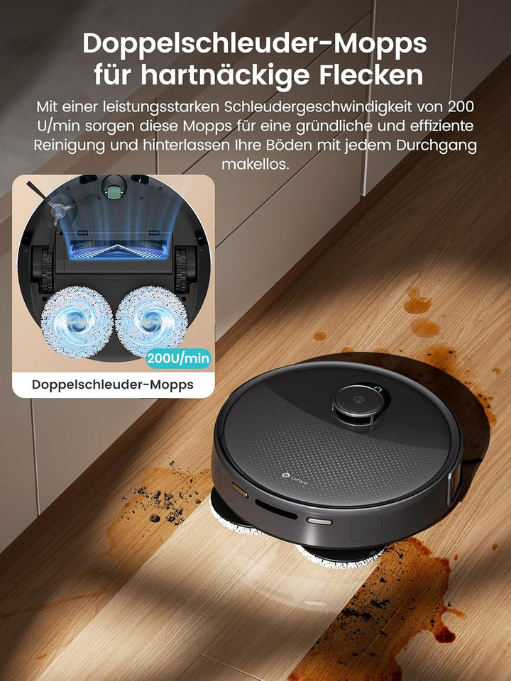 Lefant M3 Saugroboter und Bodenwischer mit Kartierung, Laser dToF 360°, 12000Pa, All-in-One-Station,