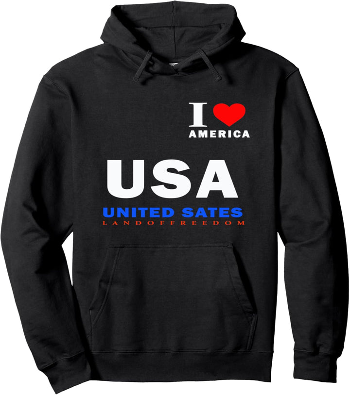 I love USA Heart Juli 4th Land of Freedom Amerika Flagge Pullover Hoodie