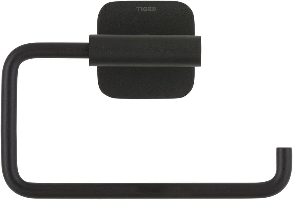 Tiger Colar Toilettenpapierhalter, Edelstahl, Schwarz pulverbeschichtet, mit integrierter Klebefolie