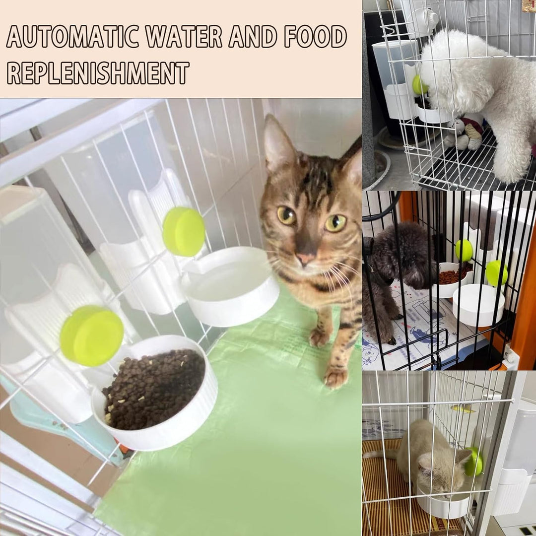 Kathson Rabbit Gravity Auto Feeder Set 35oz Hanging Automatic Food Water Dispenser Cage Automatic Fe