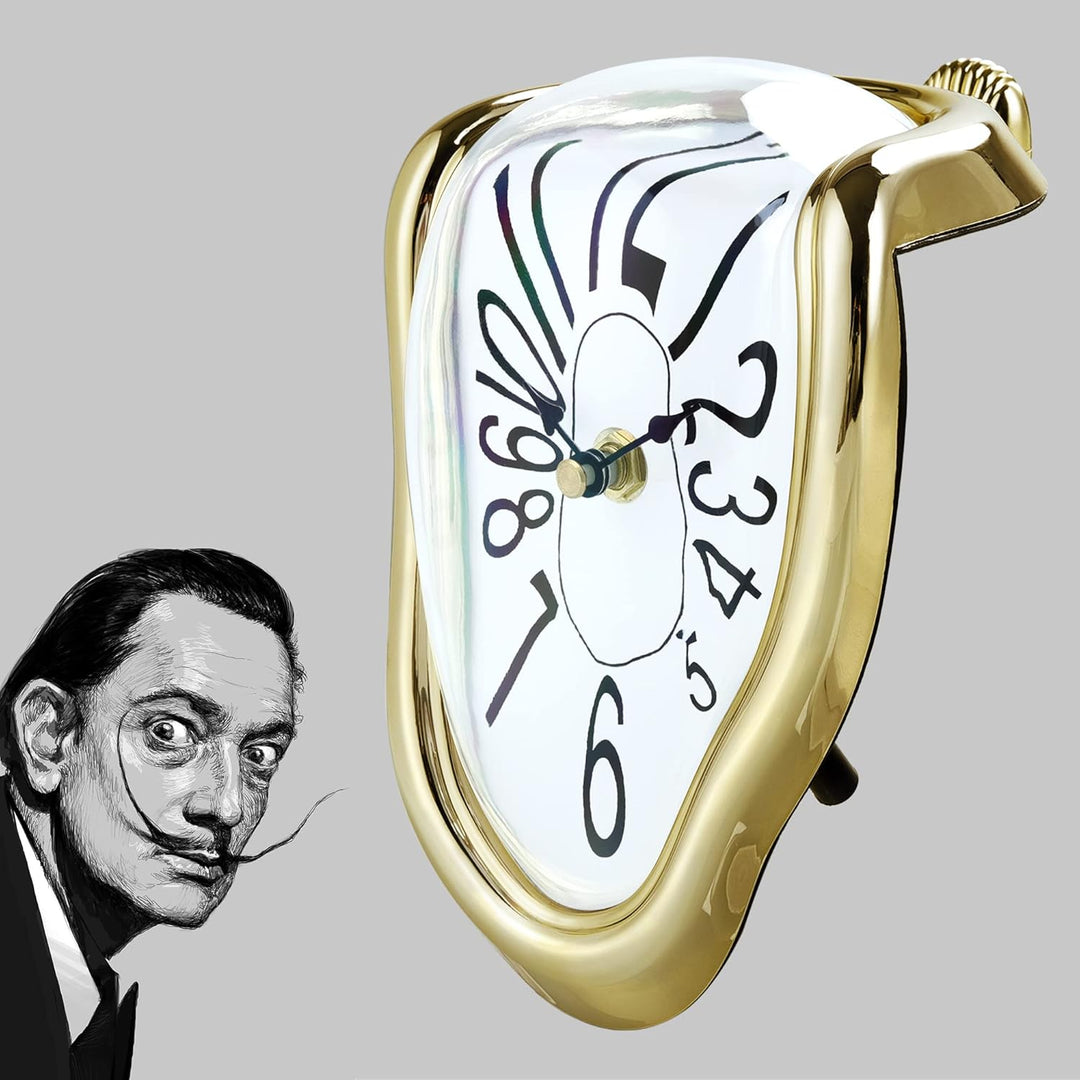 Lafocuse Lautlos Salvador Dali Uhr Gold, Geschmolzene Uhr Ohne Tickgeräusche, Tischuhren Modern Schm