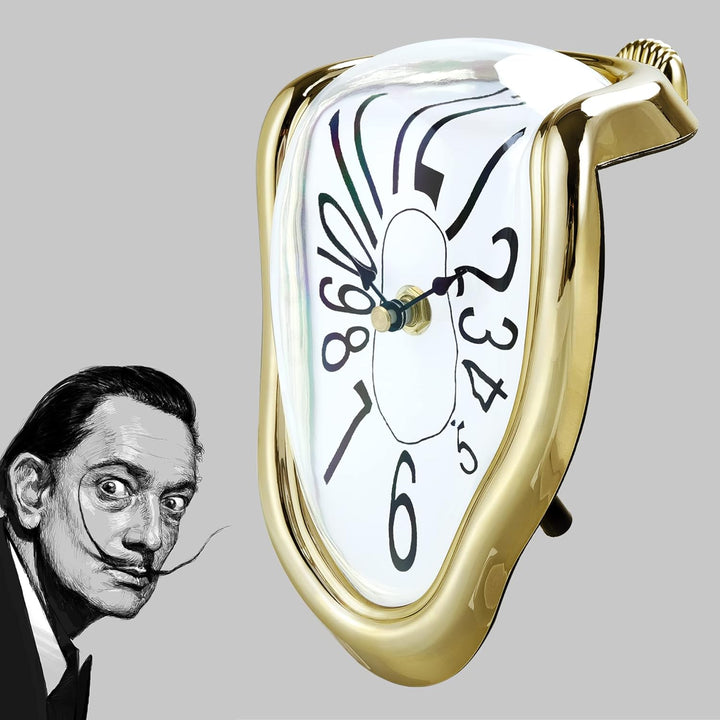 Lafocuse Lautlos Salvador Dali Uhr Gold, Geschmolzene Uhr Ohne Tickgeräusche, Tischuhren Modern Schm