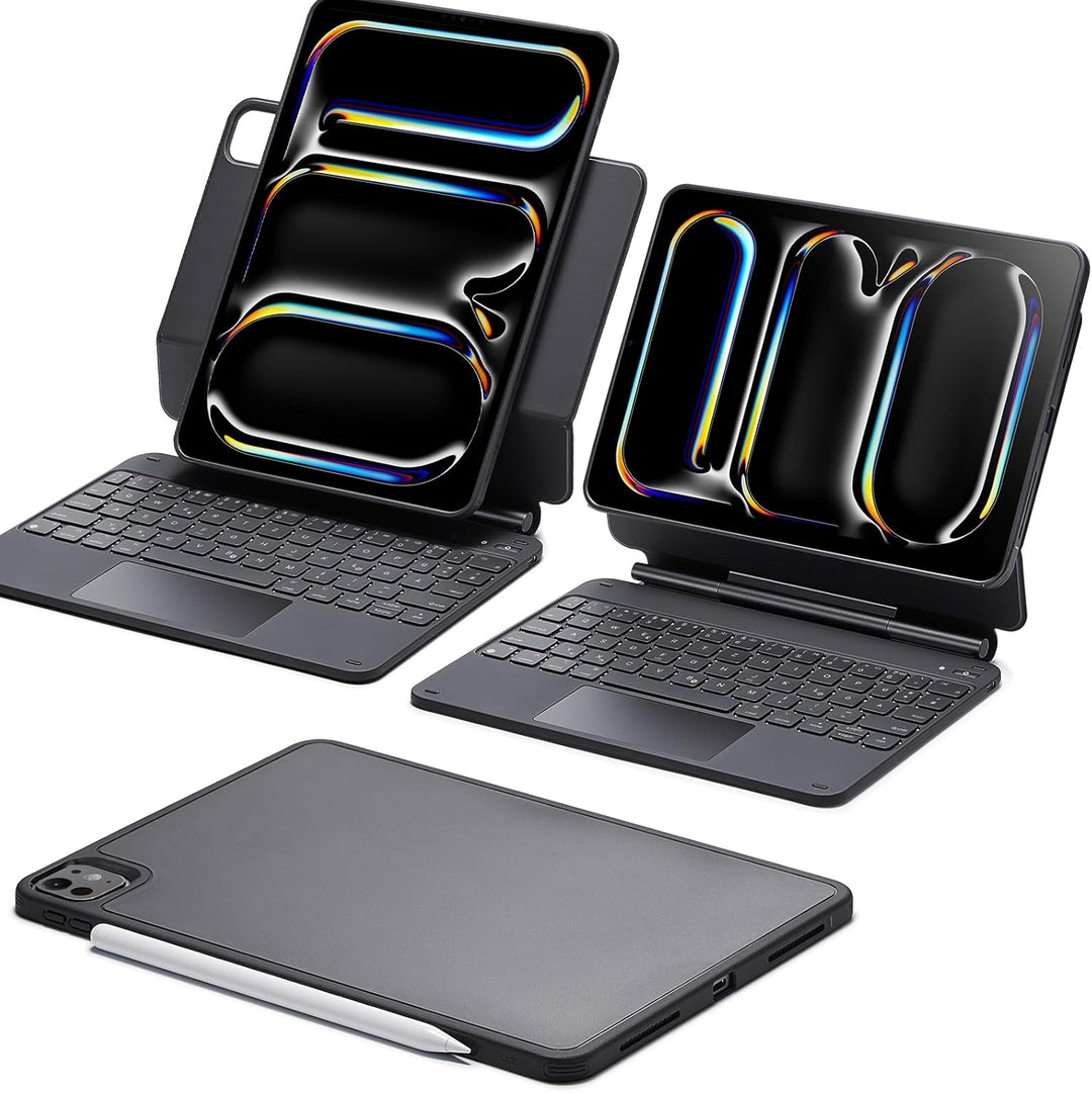 ESR iPad Pro 11 Zoll (M4 2024) Hülle mit Tastatur, Tastaturhülle mit einzustellendem Magnetständer,