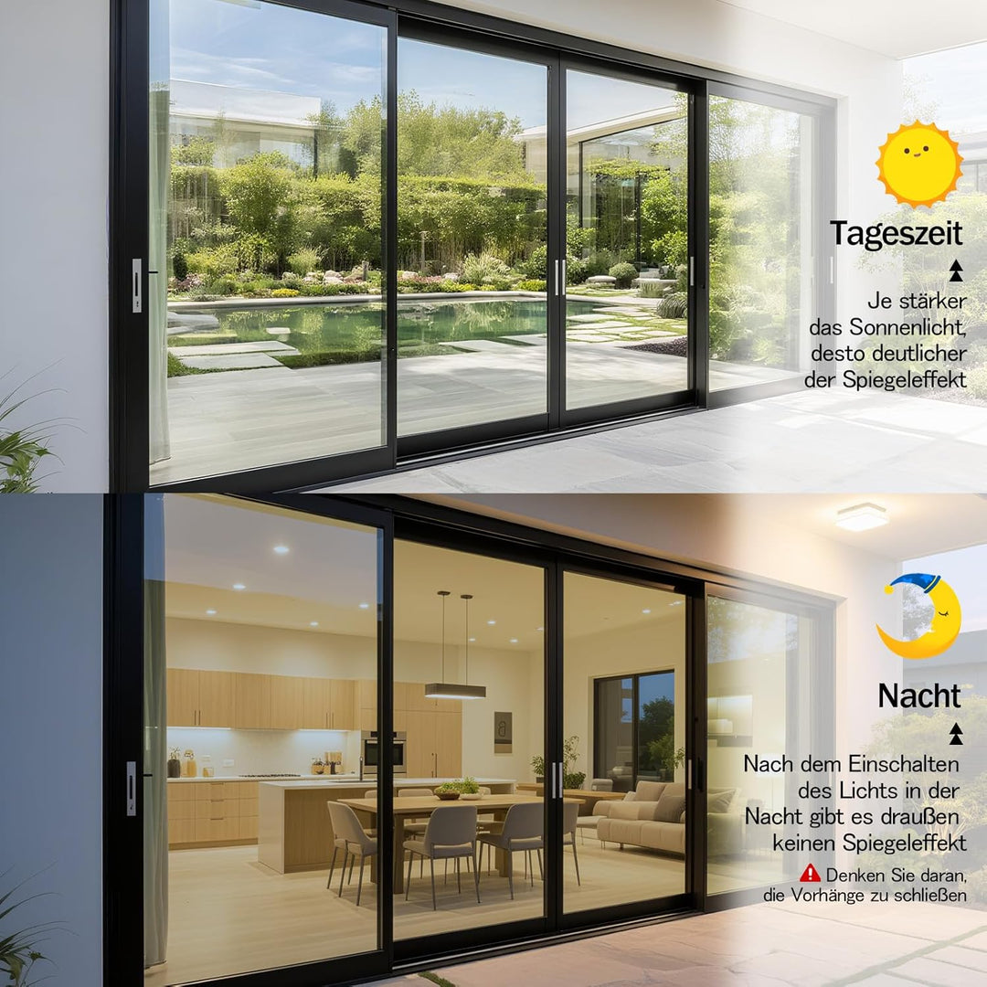 Fensterfolie Spiegelfolie Tönungsfolie Einseitig durchsichtig, spiegelnder Sichtschutz, UV-Filter, S
