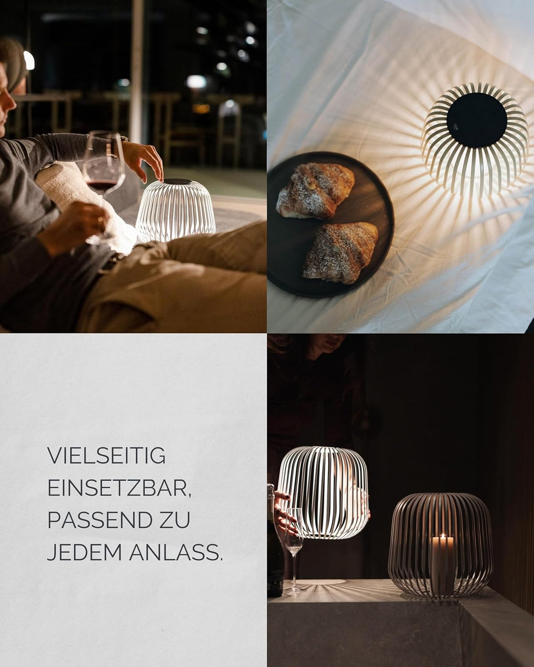 LUUK Studio Grosse LED Solarlampe für den Aussenbereich, kabellose Gartenlaterne in modernem Design,