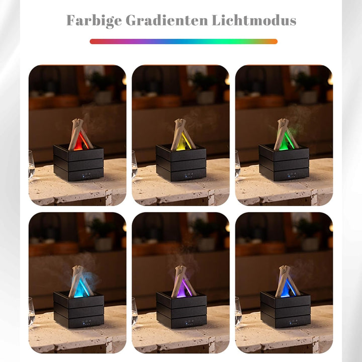 Luftbefeuchter, 280ml Flammen Duft Diffuser, Aufladbarer Luftbefeuchter mit Farbiges Licht, Drei Gan
