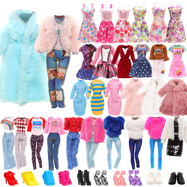 Miunana 28 Kleidung für 30 cm Puppen Puppenkleidung, 1 Mantel 1 Plüschoberteil Outfit 1 Pullover 1 P