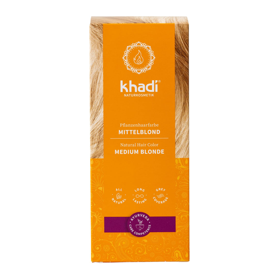 khadi MITTELBLOND Pflanzenhaarfarbe - Taucht Dein Haar in ein warmes Mittelblond mit samtigen Farbre